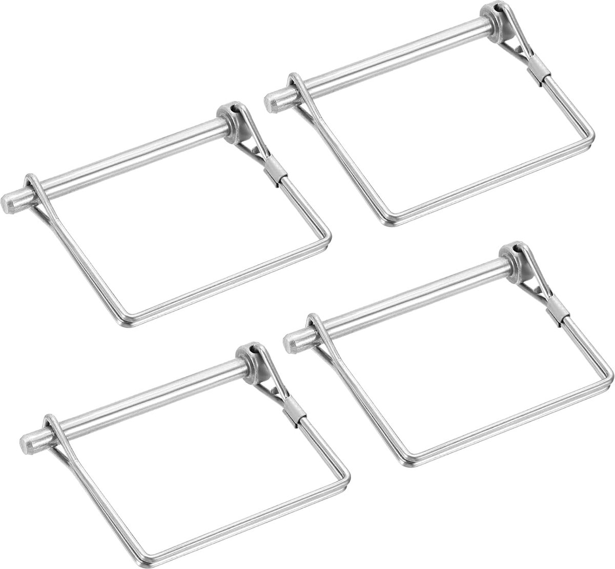 4 stuks vierkante asvergrendelingspinnen van roestvrij staal 304, 1/5 inch x 2-4/5 inch (6 mm x 70 mm) vierkante trekhaken voor landbouwwagens voor grasmaaiers tuin, zilver