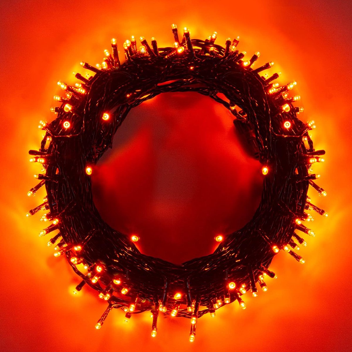 15 m, 120 LEDs, geheugenfunctie, 8 modi, uittrekbaar, Halloween, lichtketting, huisbomen, bruiloftsfeesten, oranje