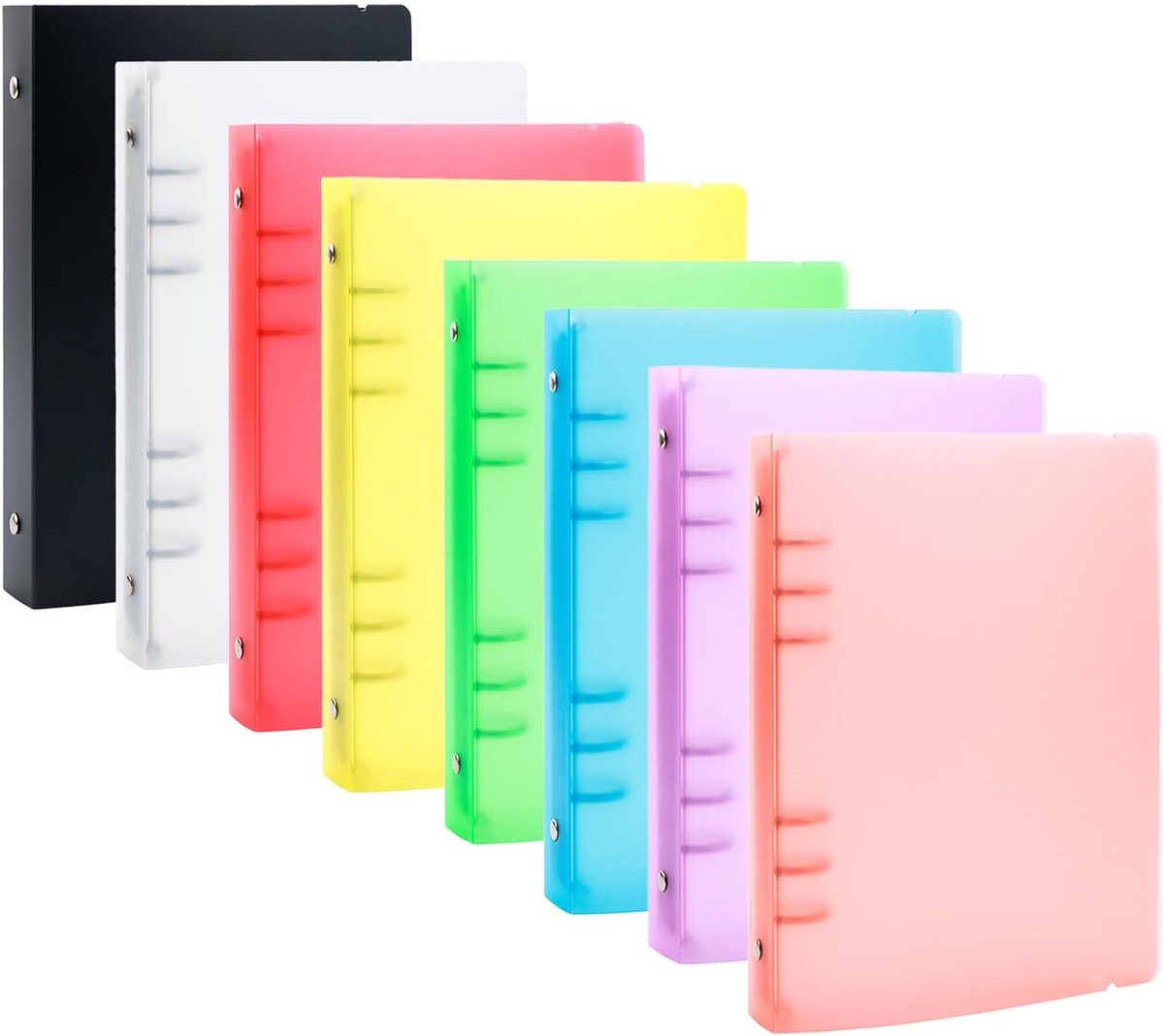 A5-ringband met 6 ringmappen, schoon, transparant, zacht pvc, navulbare notitieboekhoes met mat oppervlak voor stempel- en stanssjablonen, 8 stuks