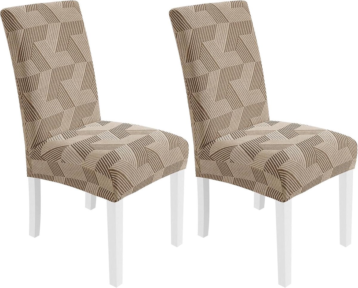 Stoelhoezen 2 Stuks, Moderne Elastische Stoelhoes, Verlengbare Stoelhoes, Afneembare, Wasbare Stoelbekleding Voor Thuis Restaurant Hote, Khaki