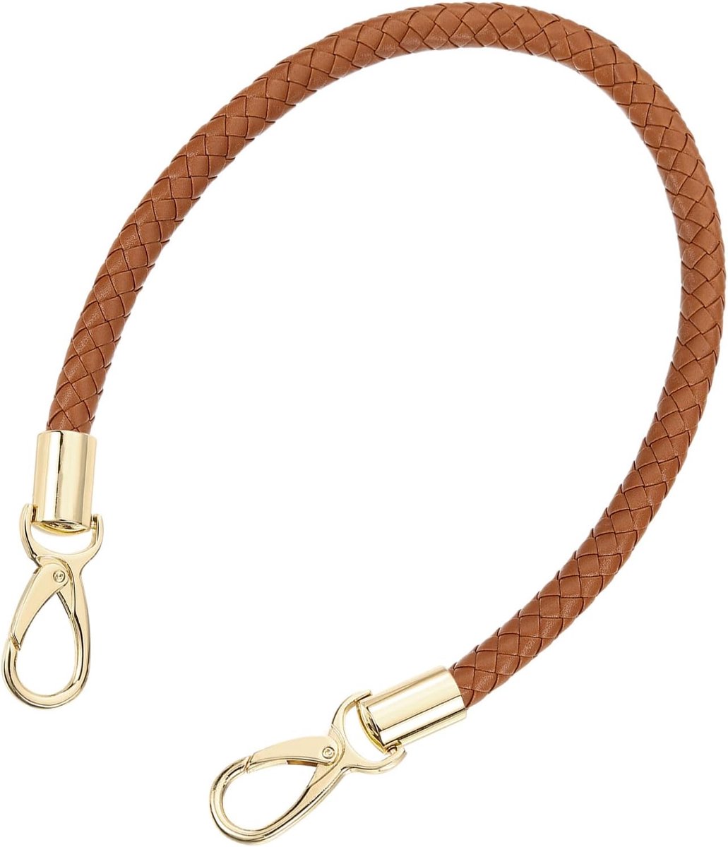 Handgrepen en tasgrepen voor gehaakte tassen, 50 cm tas riem PU vervangende grip lederen riemen voor tassen portemonnees handtassen (lichtbruine riem + gouden gesp)