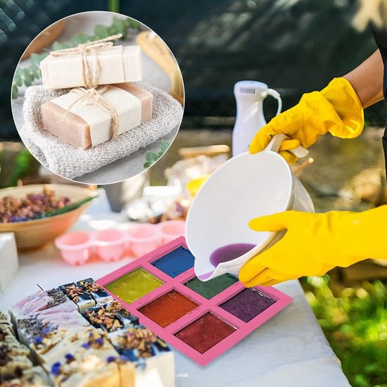 3 stuks rechthoekige siliconen zeepvormen, 6 holtes, 8 x 5,5 cm - gemakkelijk te ontvormen, voor DIY zelfgemaakte handgemaakte zeep — afbeelding 3