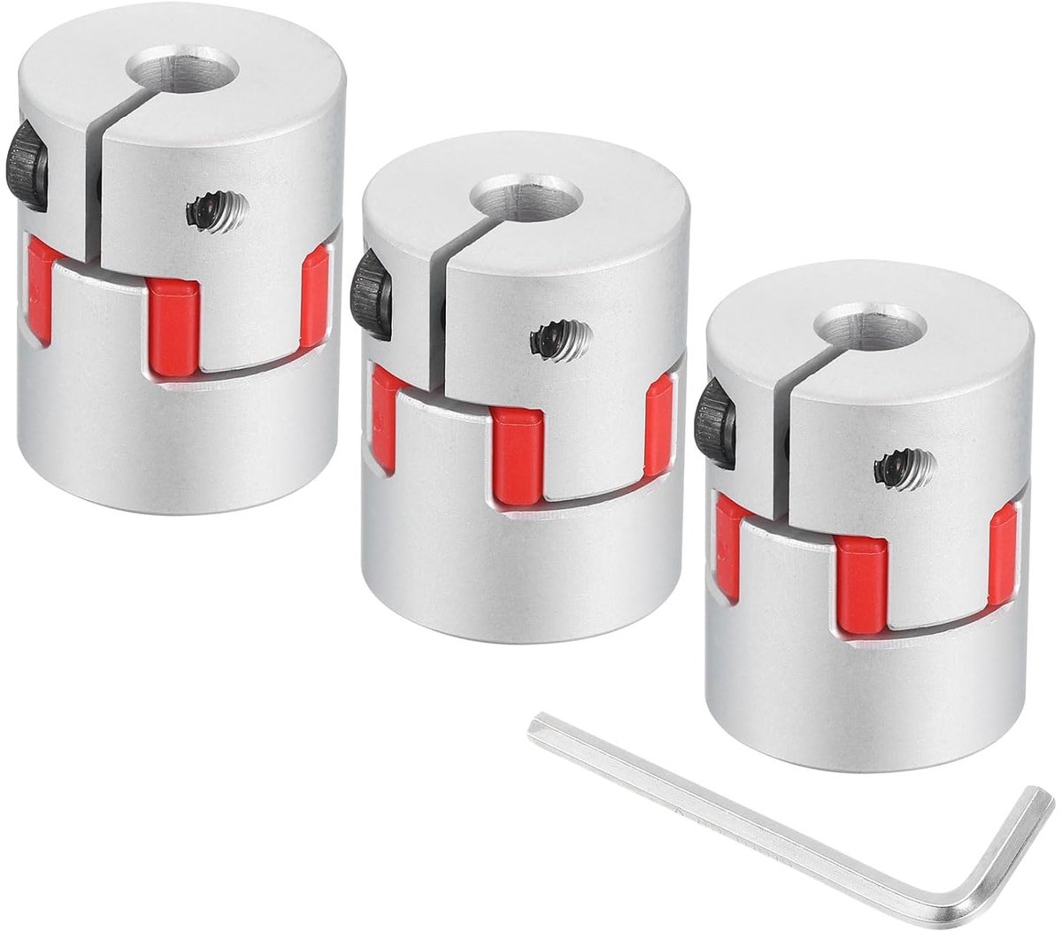 3 stuks D20 L25 6 mm tot 8 mm flexibele pruimen golven koppeling aluminium motor aansluiting flexibele spider koppeling voor 3D-printer, CNC-machine en servo stappenmotor (zilver kleur/rood)