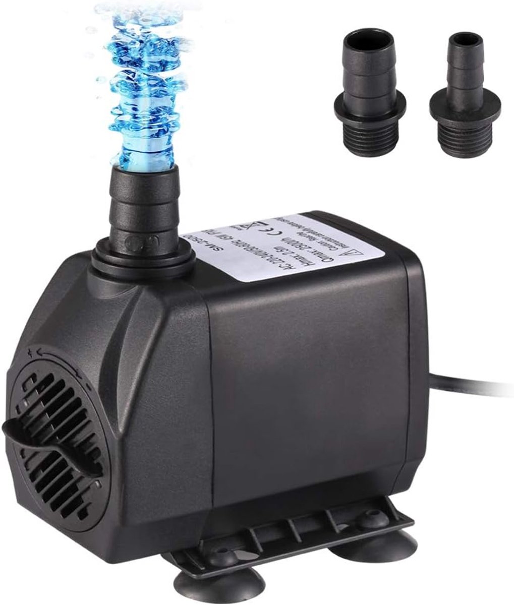 Waterpomp voor aquarium, vijver, fontein, watercirculatie, zoet- en zeewatercirculatie, met 2 sproeiers, 45 W, 2500 l/u, 2,5 m hoogte
