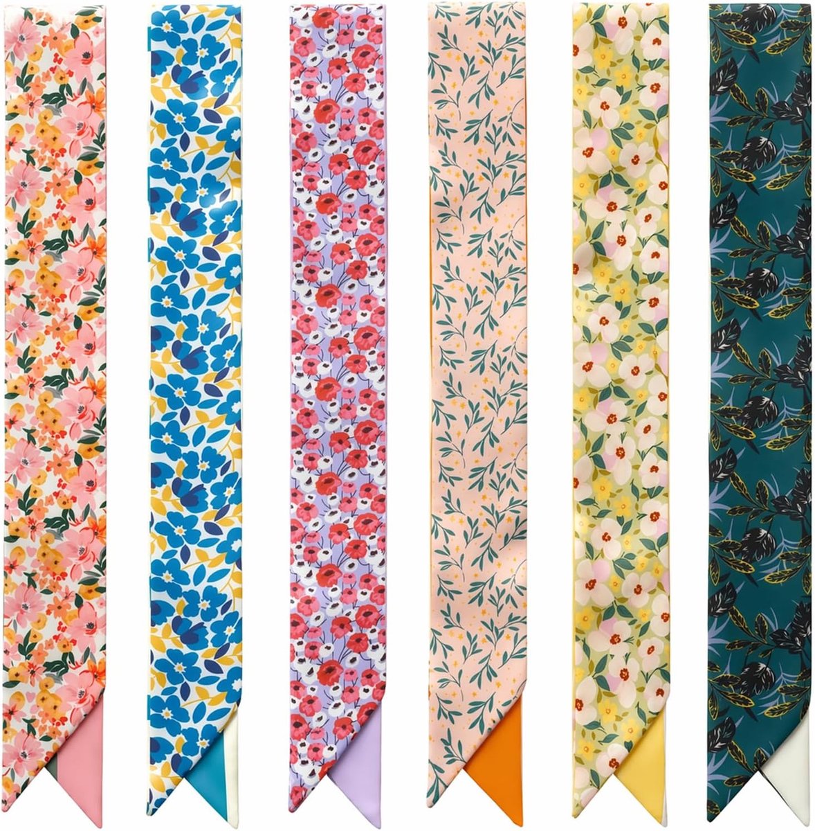 Halsdoeken Voor Dames, Smalle Satijnen Doeken Met Bloemenpatroon, Haarband Tassenlint Halssjaal Met Zijdelook Voor Dagelijks Gebruik Reis Kantoor Cadeau Voor Vrouwen
