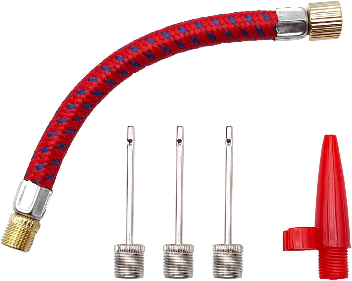 Adapterset voor luchtpompen: 3 naalden, flexibele verlenging, adapter voor luchtpompen, voor ballen, fiets, auto en opblaasbaar, van roestvrij staal, hoge kwaliteit