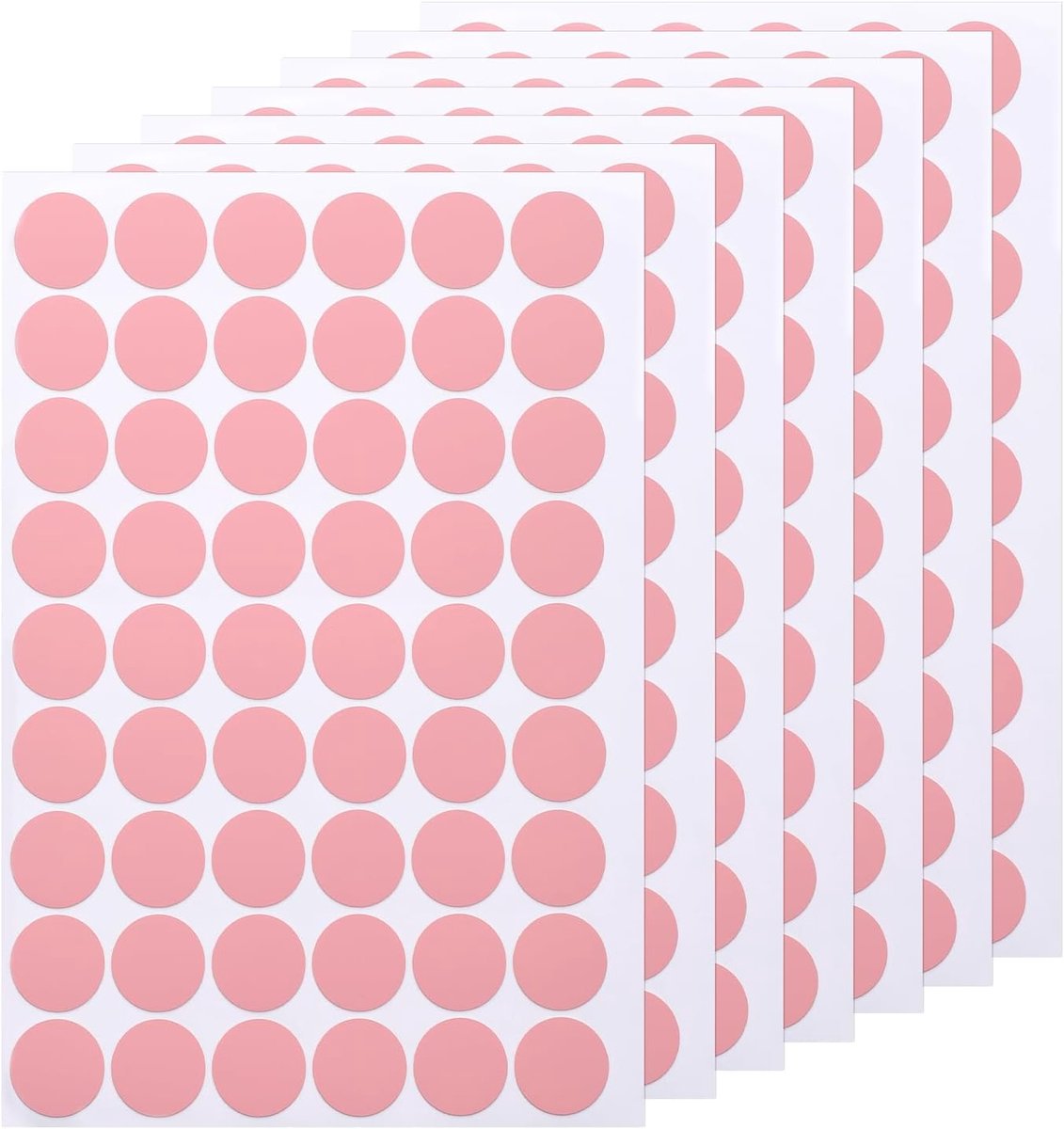 7 vellen/378 stuks zelfklevende stickers voor boorgaten, schroeven, pvc-schroeven, 2,1 cm voor meubels, houten kasten, muren, bureaus, tafels, boekenplanken, roze