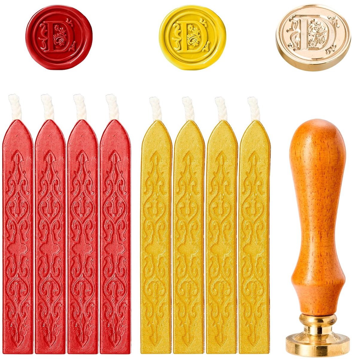 Seal Stempel Set for Bruiloft - Zegelwax Gepersonaliseerd in Goud en Rood