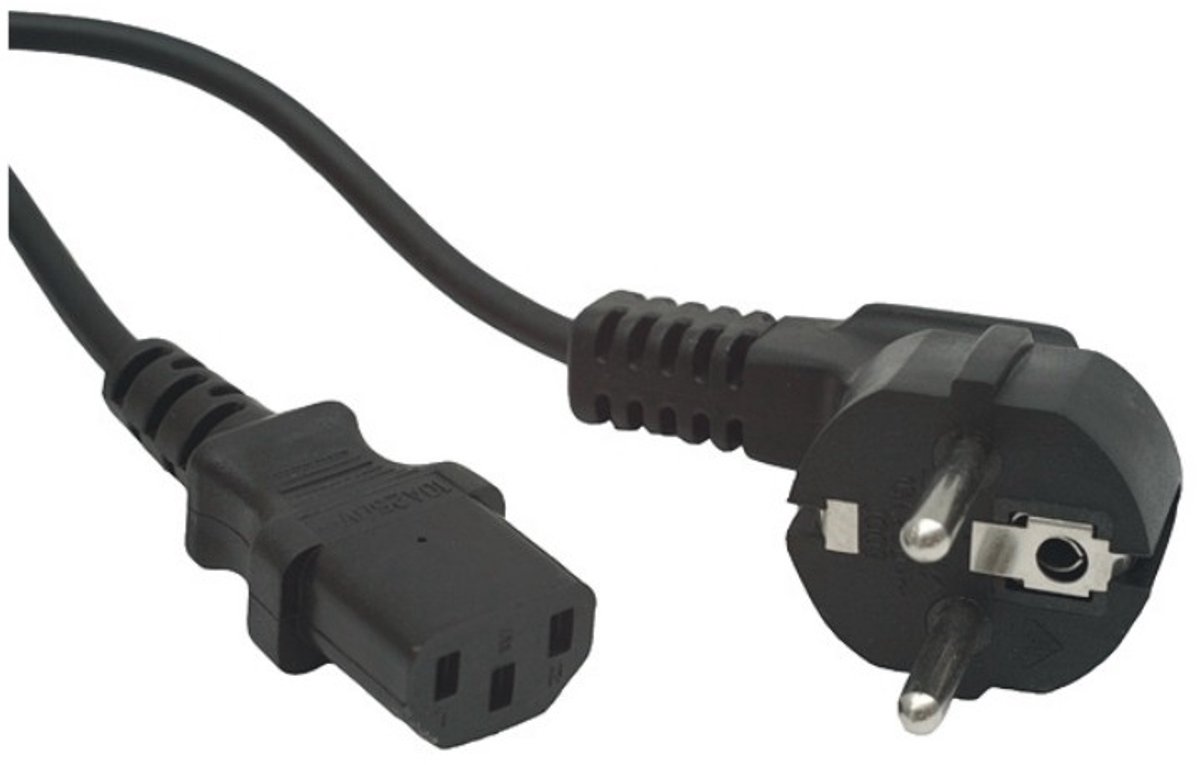 Voedingskabel PC/Monitor 1,5m IEC C13 Schuko Zwart