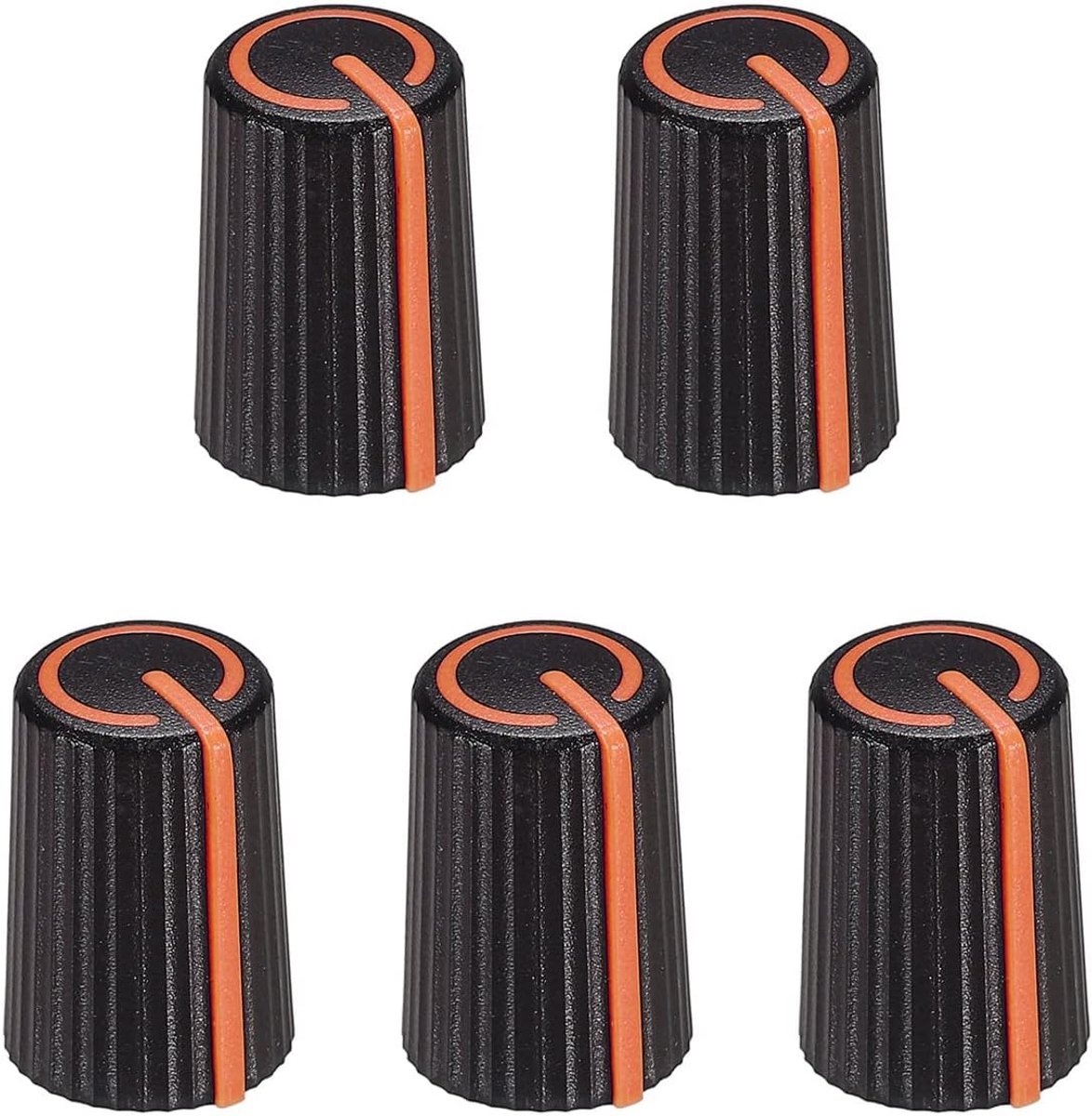 Potentiometer draaiknop ABS gitaar knop voor 6mm D type golf elektrische gitaar versterker stereo-installatie bas volume geluid 270° draaiknop zwart oranje 5 stuks