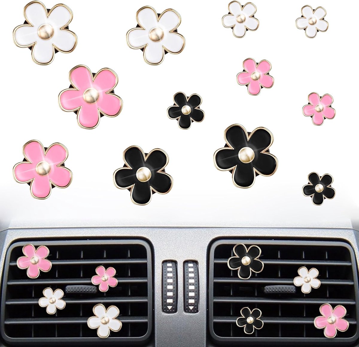 12 Stuks Auto Luchtverfrisser Clip, Madeliefje Bloem Auto Luchtverfrisser Clip, 3 Kleuren Auto Ventilatierooster Clip Madeliefje Decoratie voor Auto Interieur Accessoires