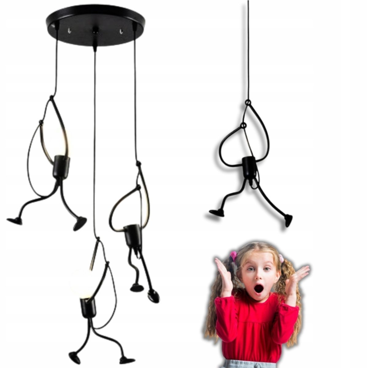Merلوze Loft Hanglamp LED 3D Poppetjes Zwart Design