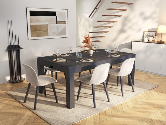 Vente-unique Transformeerbare tafel 4-in-1 - Biljart & Tafeltennis & Airhockey - Zwart - 213 x 121 x 81.2 cm - GRAYSON van Vente-unique — afbeelding 2