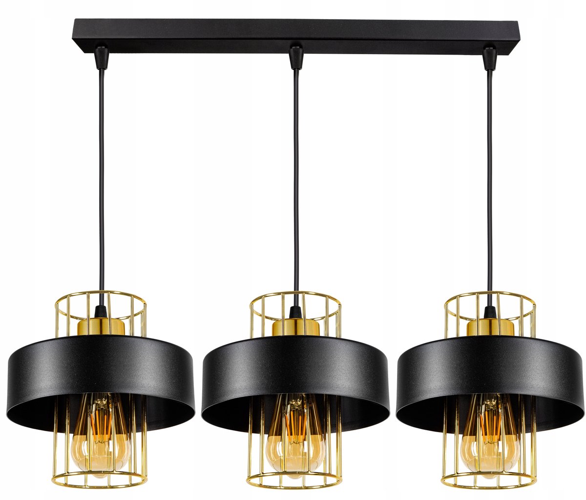 Moderne Loft Hanglamp Zwart Goud Metaal E27 3-Lichts