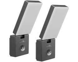 Maclean MCE516 GR - 2 stuks LED Buitenlamp met PIR Bewegingsmelder - 10W - 800lm - 4000K - IP65 - Grijs