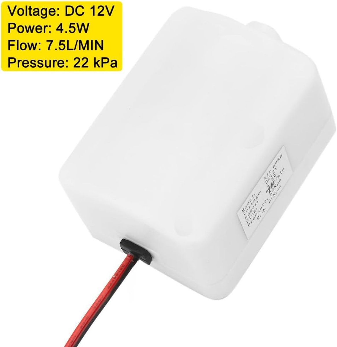 Mini Luchtpomp - 1 x 1 x 1 cm - Elektrische Opblaaspomp 12V met Hoge Luchtstroom - Voor Luchtbed, Aquarium en Ozongenerator