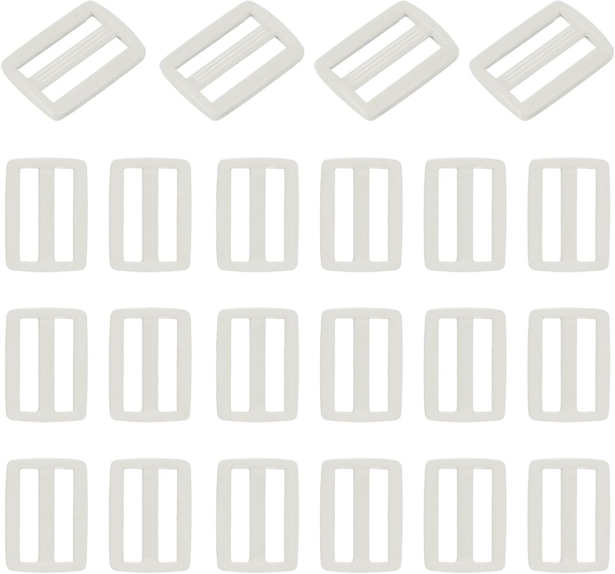 22 stuks Tri-Glide Slider, 1/2 inch Triglides Slider Buckle voor rugzak, wit