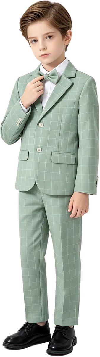 2-delige geruite pakset voor jongens, elegante blazer voor bruiloft, prom, formele kleding, jas-broekenset