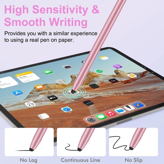 3 styluspennen voor touchscreen, gevoeligheid en capacitieve stylus 2-in-1 tablet touchscreen pen met 6 extra reservetips voor iPad Pro/iPhone/Samsung Galaxy en alle universele aanraakapparaten — afbeelding 3