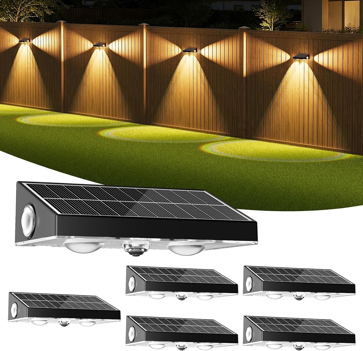 Zonnelampen voor Buiten - 6 Stuks - Met Convexe Lens - Energiezuinig en Waterdicht - Voor Tuin en Garage