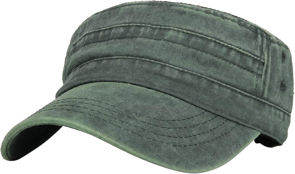 Katoenen platte top army pet unisex militaire pet vintage pet zomer effen kleuren verstelbaar