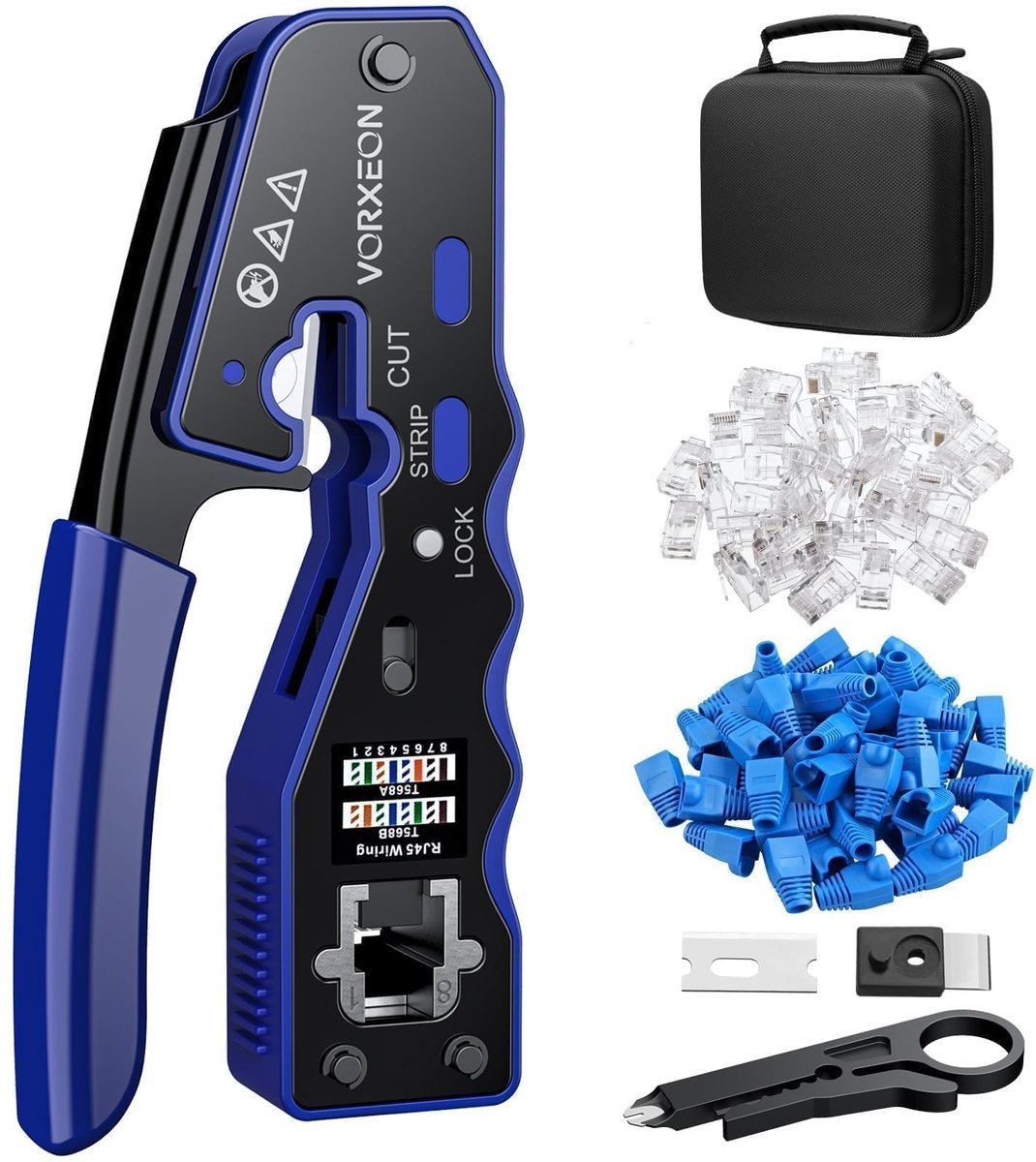 Omgoods - RJ45 Crimp Tool Kit voor Ethernet met Mini Draadstripper