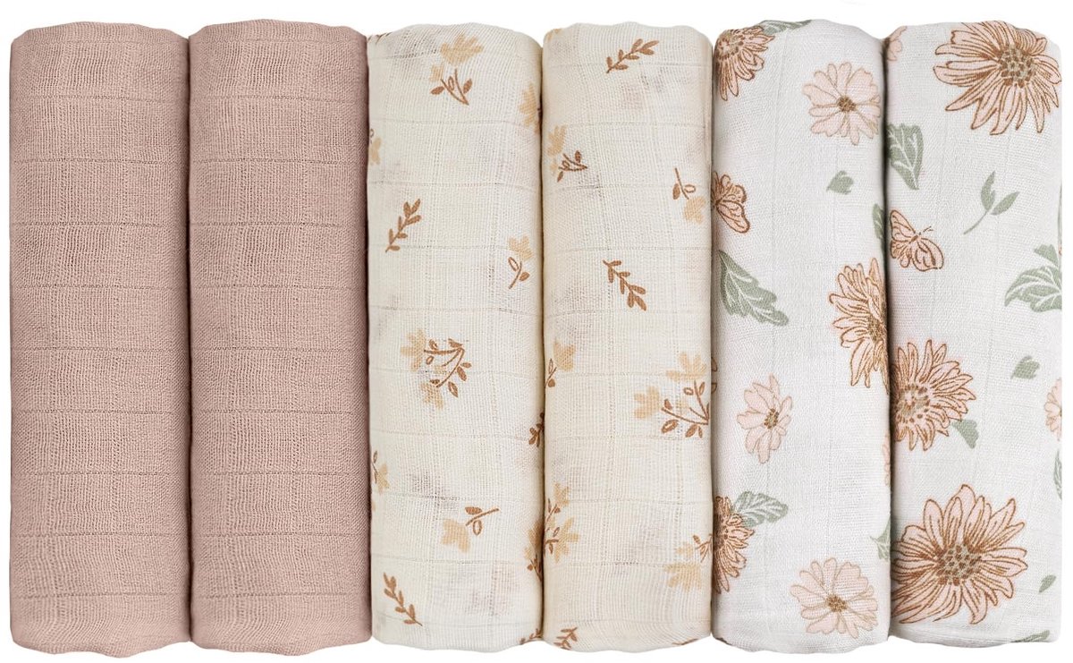 Omgoods - Set van 6 Baby Muslin Doeken 70 x 70 cm