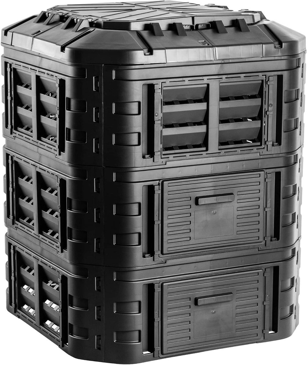 Module Composter - Compostbak Systeem - Tuinafval Verwerken - Snelle Recycling - 860 Liter - Zwart