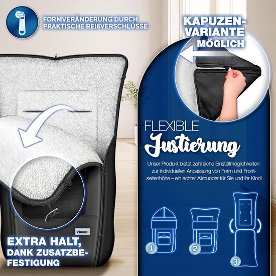 Wintervoetenzak - Babyzak - Warmte in kinderwagen - Universeel inzetbaar - 95 cm - Zwart — afbeelding 2