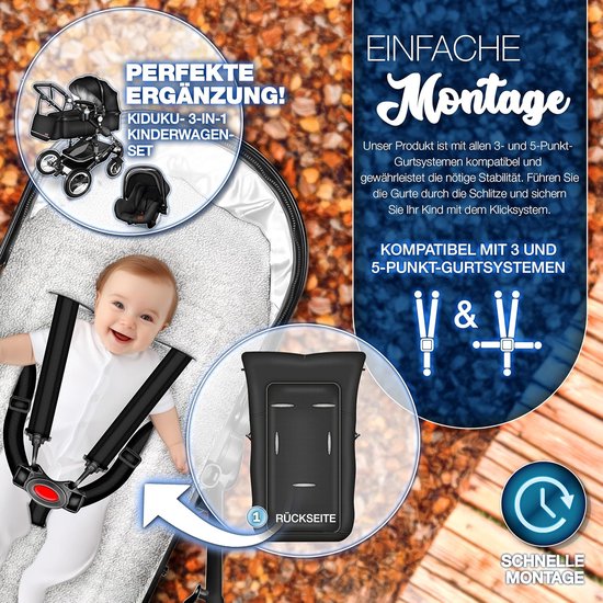 Wintervoetenzak - Babyzak - Warmte in kinderwagen - Universeel inzetbaar - 95 cm - Zwart — afbeelding 4