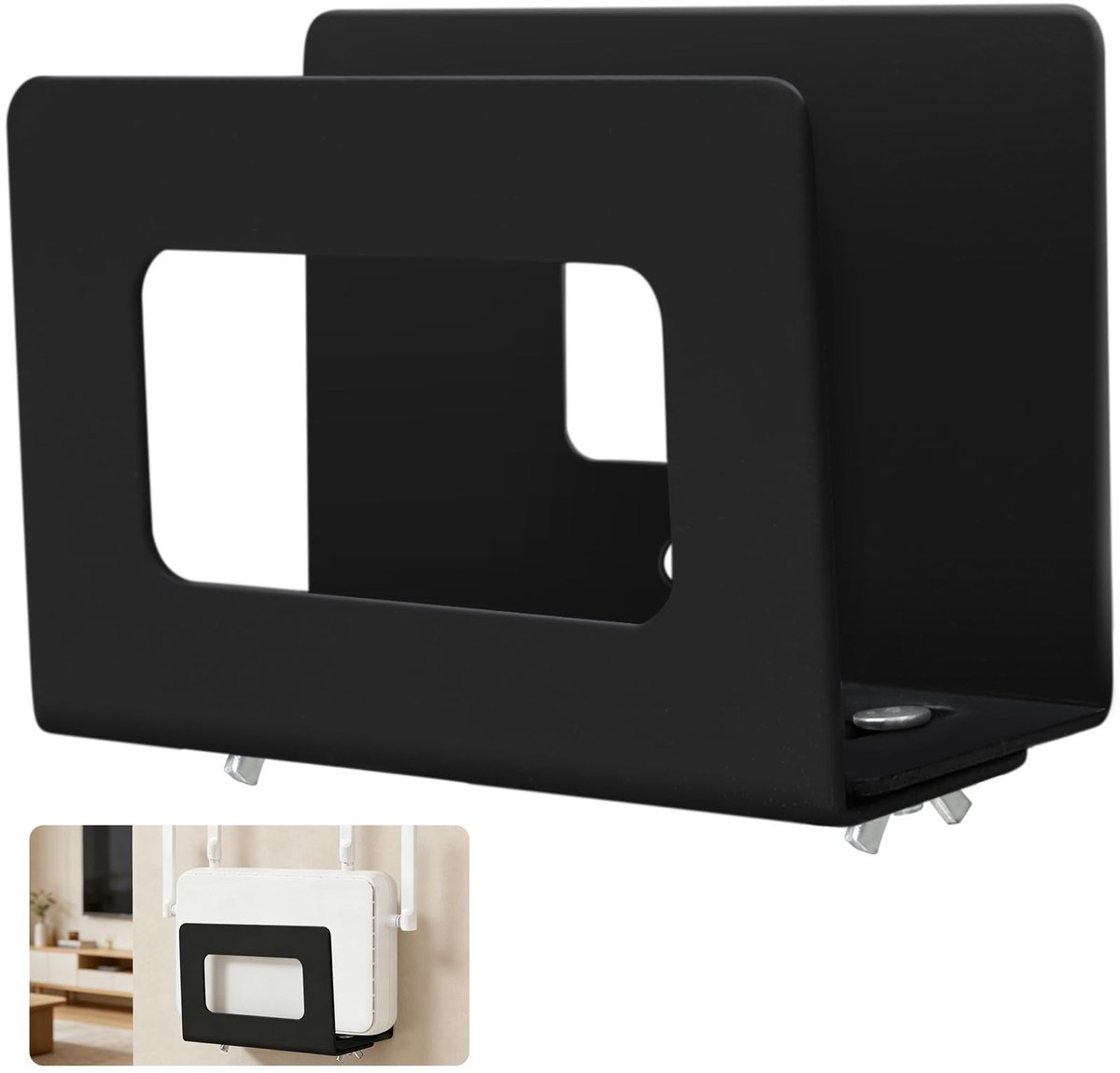 Omgoods - Wandhouder voor Wi-Fi Router van Carbon Staal