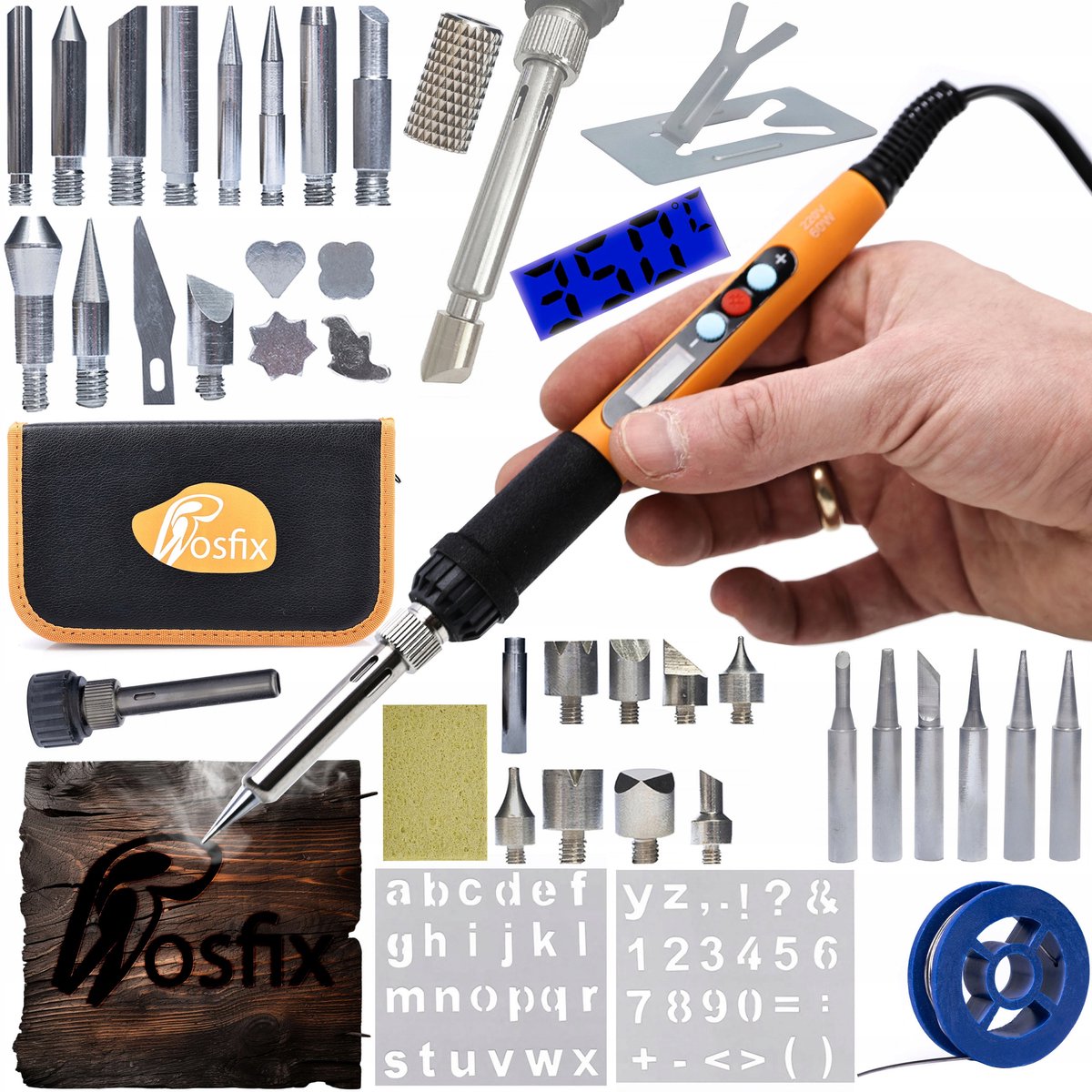 Rosfix Soldeerbout Set 11-in-1 Electric S - 60W met Display - 180–500°C ESD, 27 Brandpunten