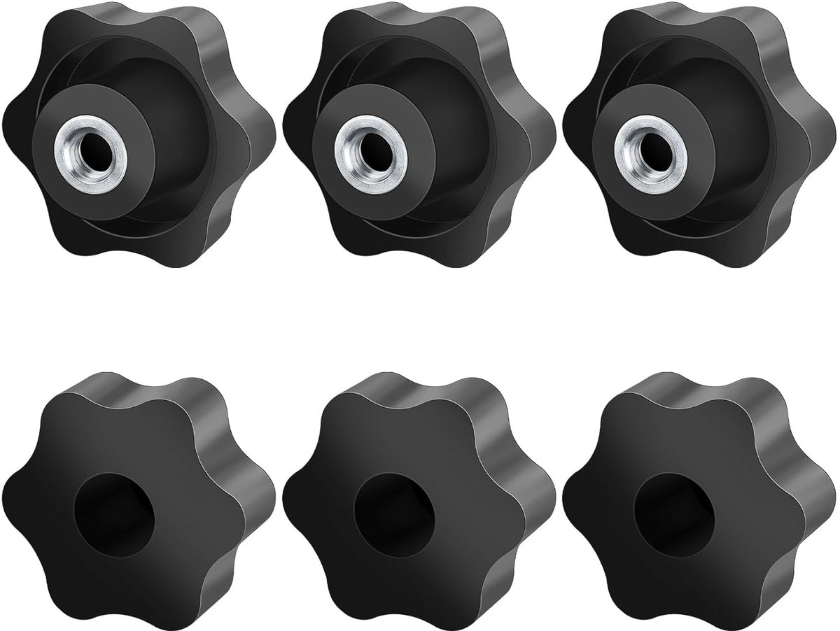 6 stuks M8 Star klemmoeren, Jeboler handvatmoeren diameter 50 mm knoppen grip plastic stermoer, handvat vleugelmoer duimbouten draad voor machines en meubels, werktuigmachines, fitnessapparatuur