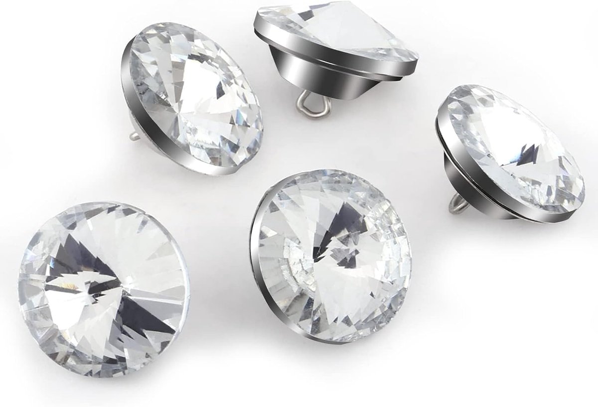 50 stuks strass kristallen knoppen heldere tuftknopen beklede knopen met metalen lusknoppen voor getuft hoofdeinde bank DIY ambachten decoratie (20 mm / 25 mm) (20 mm)