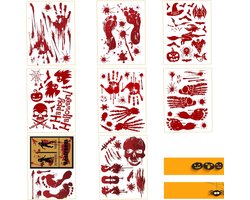 Raamstickers, 8 vellen Halloween Bloody handprints voetafdrukken stickers horror pvc stickers Bloody handprint decals Bloodstains venster decals vloerstickers Clings