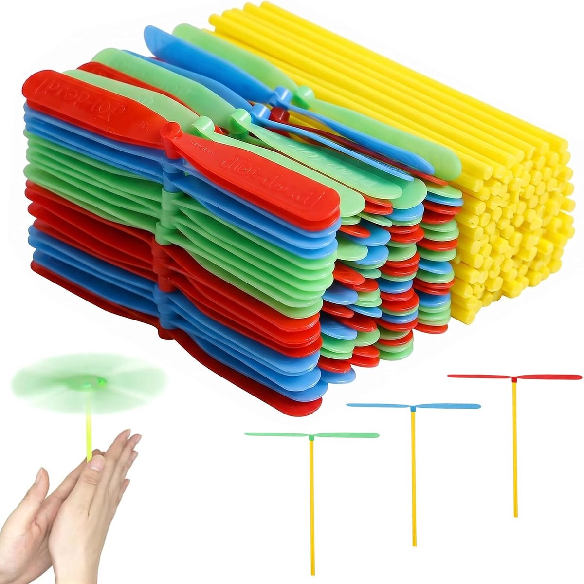 40 stuks propellers speelgoed voor kinderen, libelle, kunststof, vliegspeelgoed, plastic helikopter, draaipropeller voor kinderen, buiten, terras, tuin, cadeau