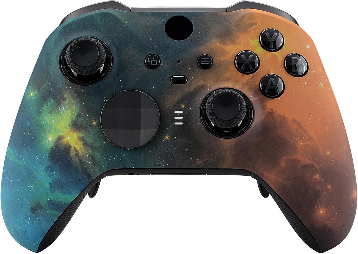 EXtremeRate Voorste Schaal Cover voor Xbox One Elite Series 2 (Model 1797),Shell Case &Accent Rings Vervanging voor Xbox Elite Series 2 Wireless Core Controller-Gouden Ster Universum