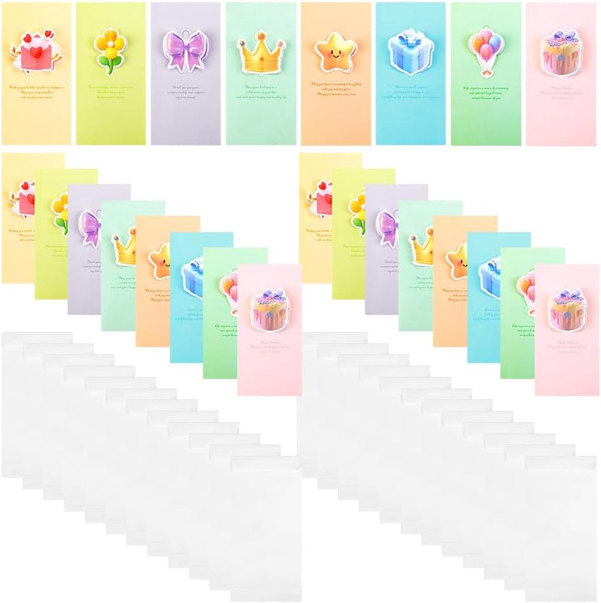 Wenskaarten, Bedankkaartjes, Kerstkaartenpakket, Kleine cadeaukaart-enveloppen, geschikt voor wenskaarten, bedankkaartjes, vakantiekarten, displaykaarten(8 verschillende stijlen)