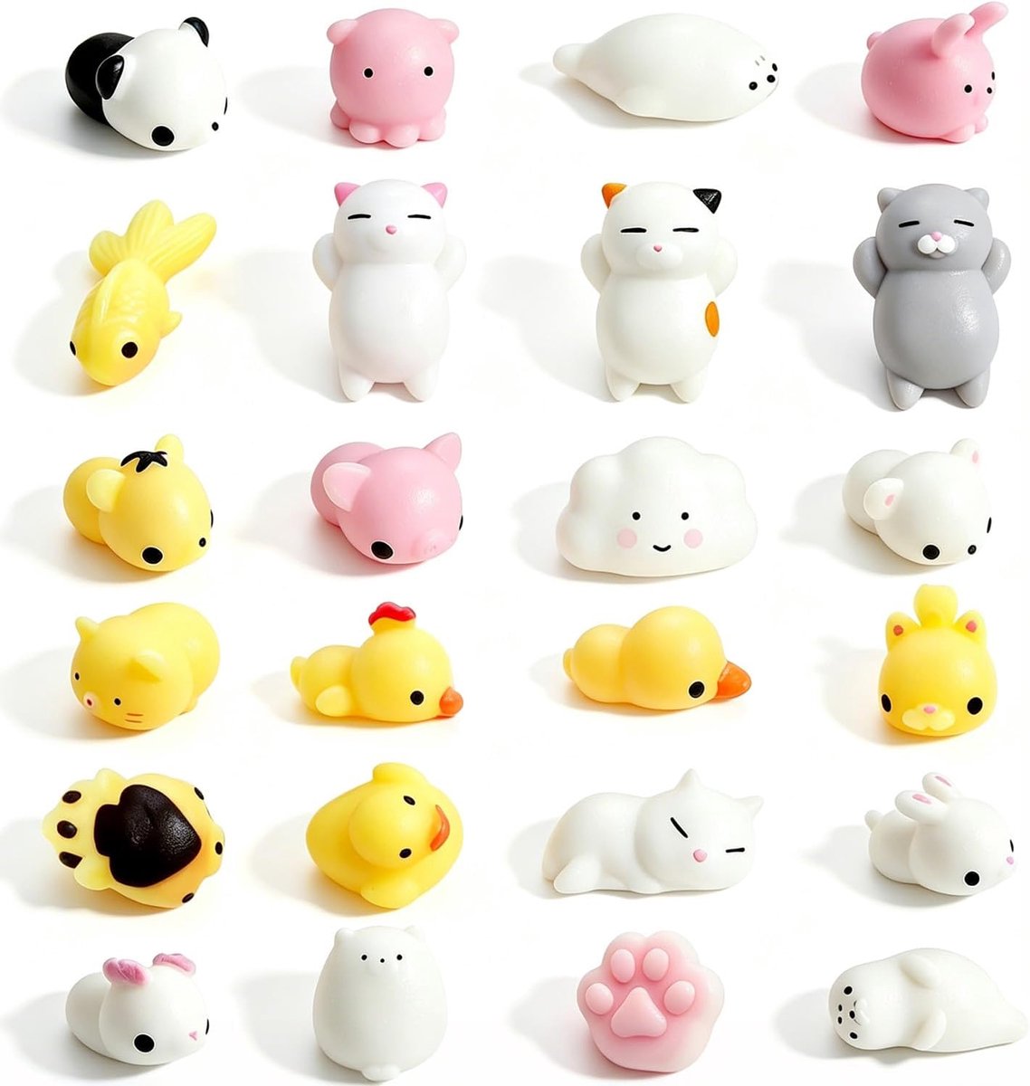 Squishies, 24 stuks, zachte siliconen speelgoed, anti-stress knijpen, mini squishy dierspeelgoed, squishy slow rising, stressvermindering