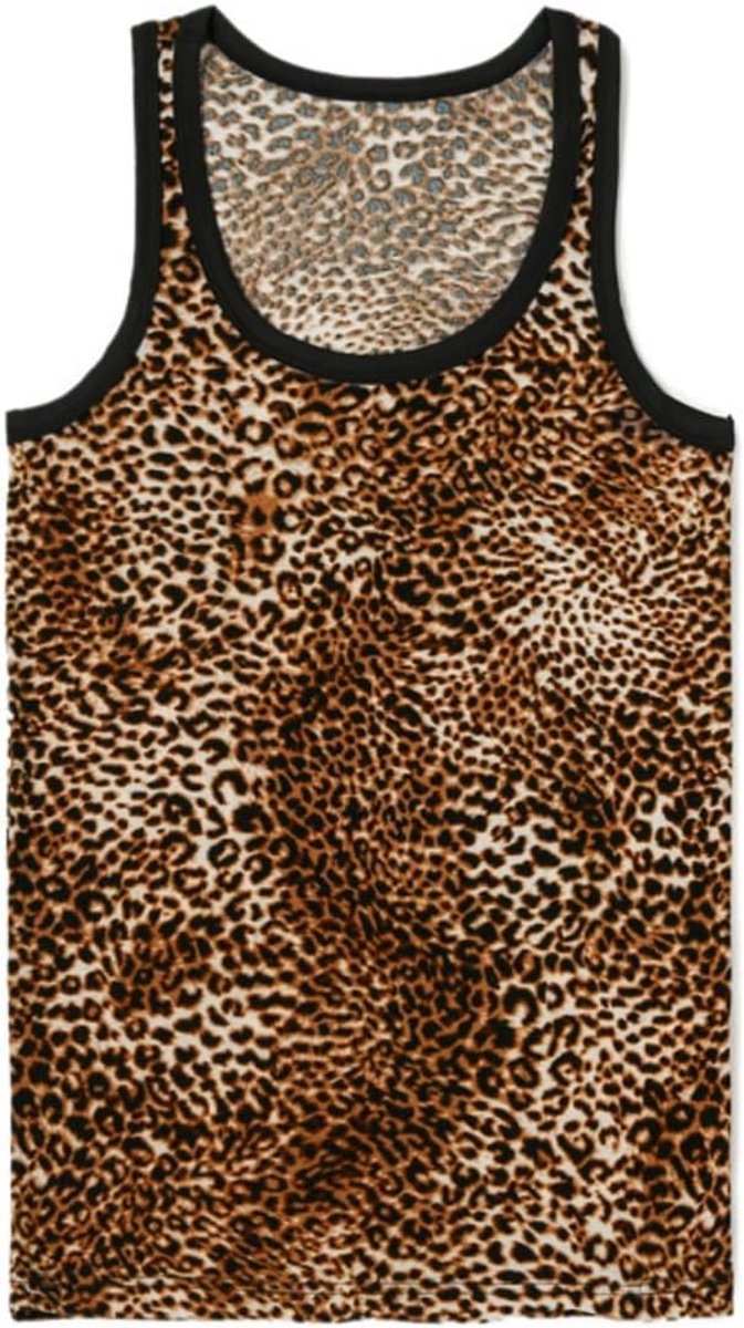 Luipaardtank voor heren, zacht mouwloos slim fit atletisch vest voor heren, ademende strakke ondershirts voor workout, hardlopen, sport, sexy T-shirt met luipaardprint voor feest, rave, discoclub,