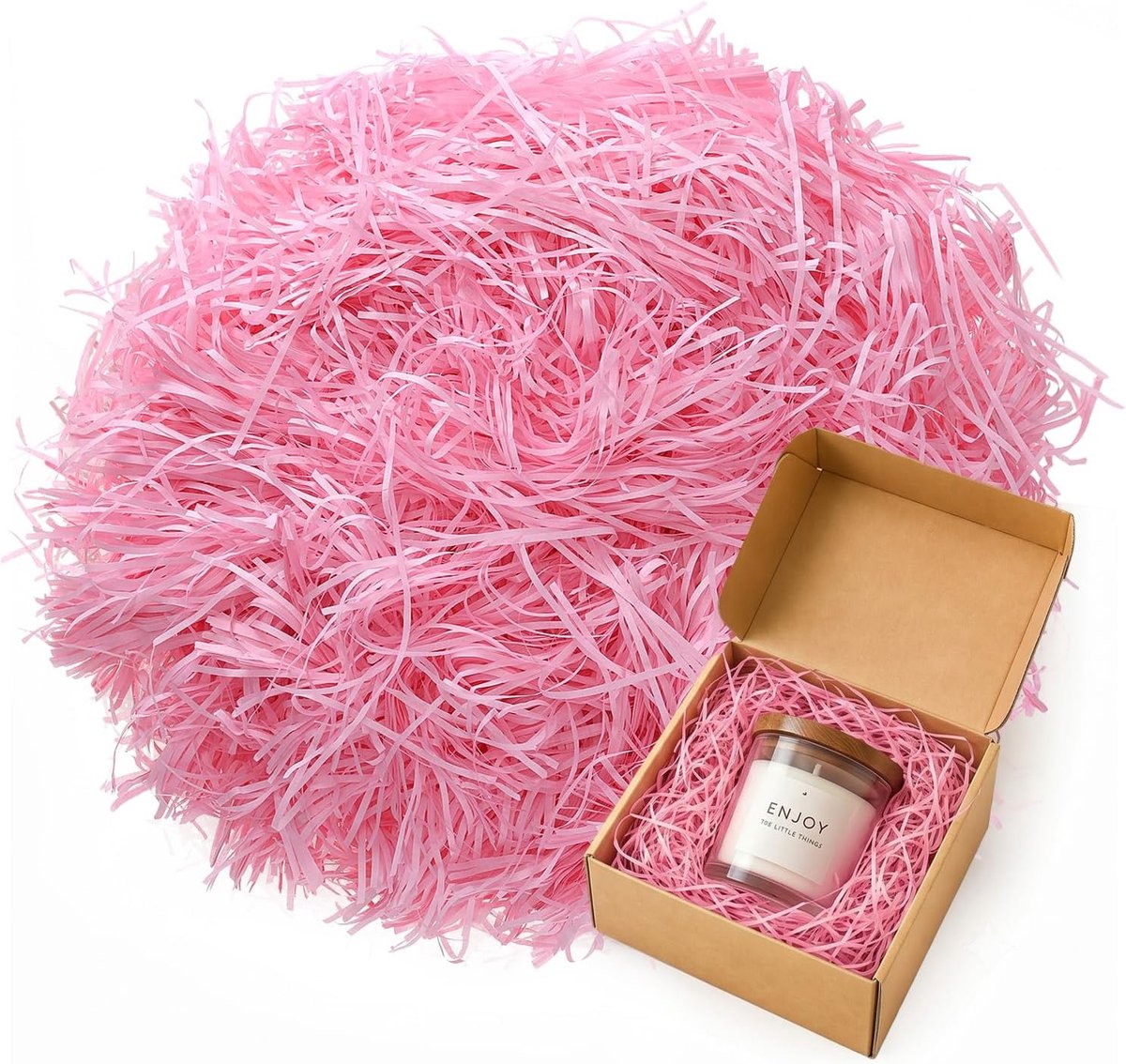 Paasgras, roze, 200 g, naturel als vulmateriaal, cadeau en vulling voor paasmandje, geschikt als geschenkdoos, vulmateriaal