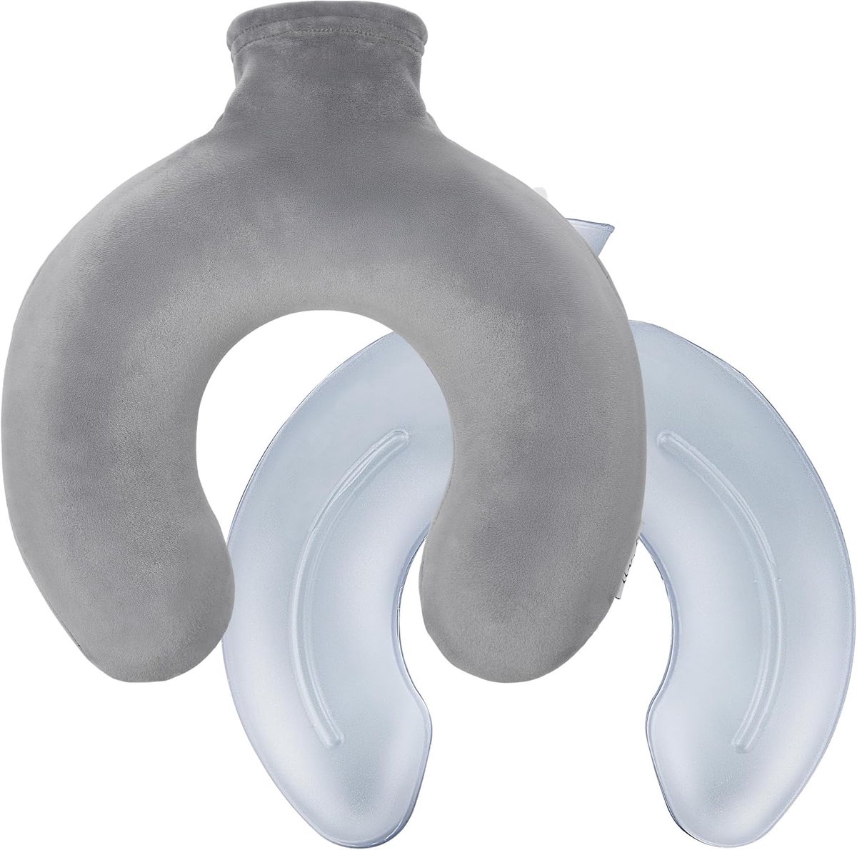 Nekwarmwaterfles met fleecedekking - groot verwarmend kussen voor nek, schouder en rug halsfles voor warm water met donzige fleecedekking (grijs I 1,5l)