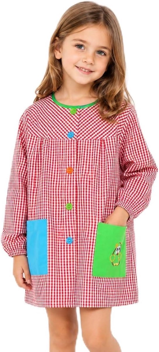 Schooljas voor jongens of meisjes, baby, kinderschool, voor kleuterschool en school met knopen, Azul Y Amarillo, 6-7 jaar