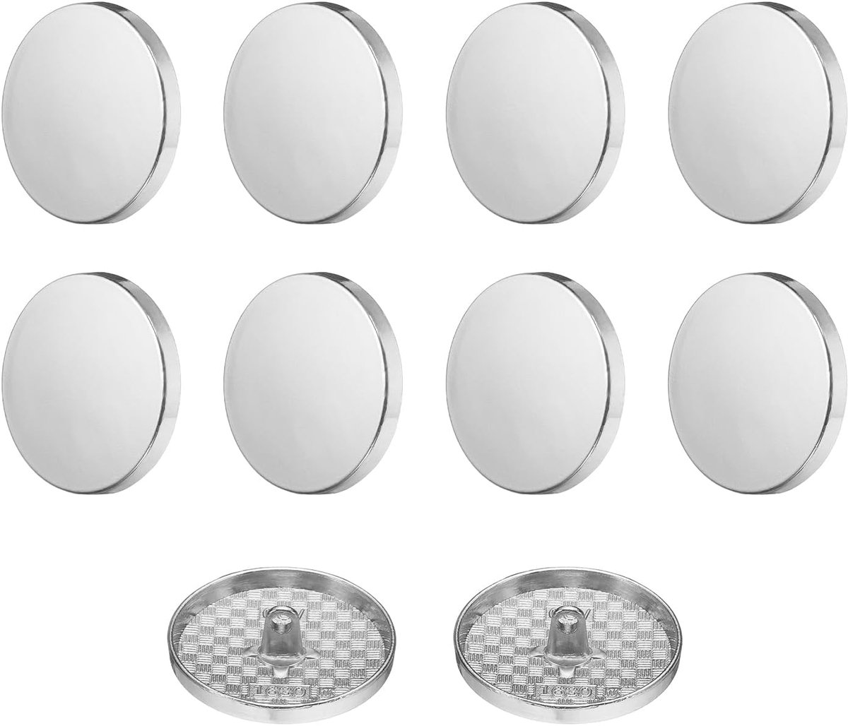 Knopen 30mm metalen platte buttons om op te naaien ronde knutselknopen voor kleding, broeken, jassen, blazers, overhemden, pakken, decoreren, handwerk zelf maken, zilver