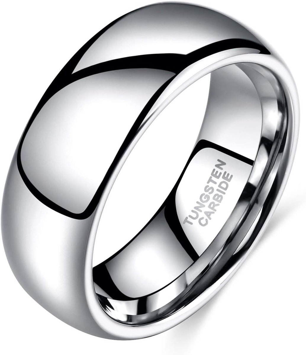 Ringen, voor dames en heren, wolfraam zilver, stapelring, smal, eenvoudig, gepolijst, verlovingsringen, trouwringen, 2 mm, 4 mm, 6 mm, 8 mm