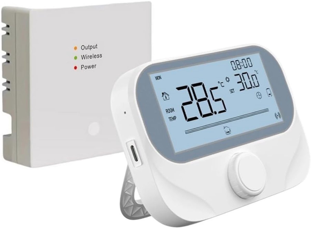 Ketelthermostaat - Slimme Regelaar - Energie Besparen - Draadloze RF Koppeling - 20 x 13 x 2 cm - Wit