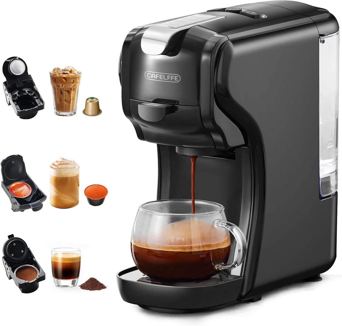 Koffiezetapparaat - Compact en Stijlvol - 3-in-1 Functionaliteit - Verstelbare Bekerhouder - Voor Thuis en Kantoor