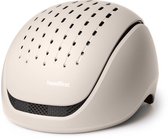 headfirst Echo Pro fietshelm met LED remlicht - Beige - M/L (55-61 cm) - SafeFit aanpasbare fietshelm voor e-bike, stadsfiets, step & skate - magnetische sluiting — afbeelding 5
