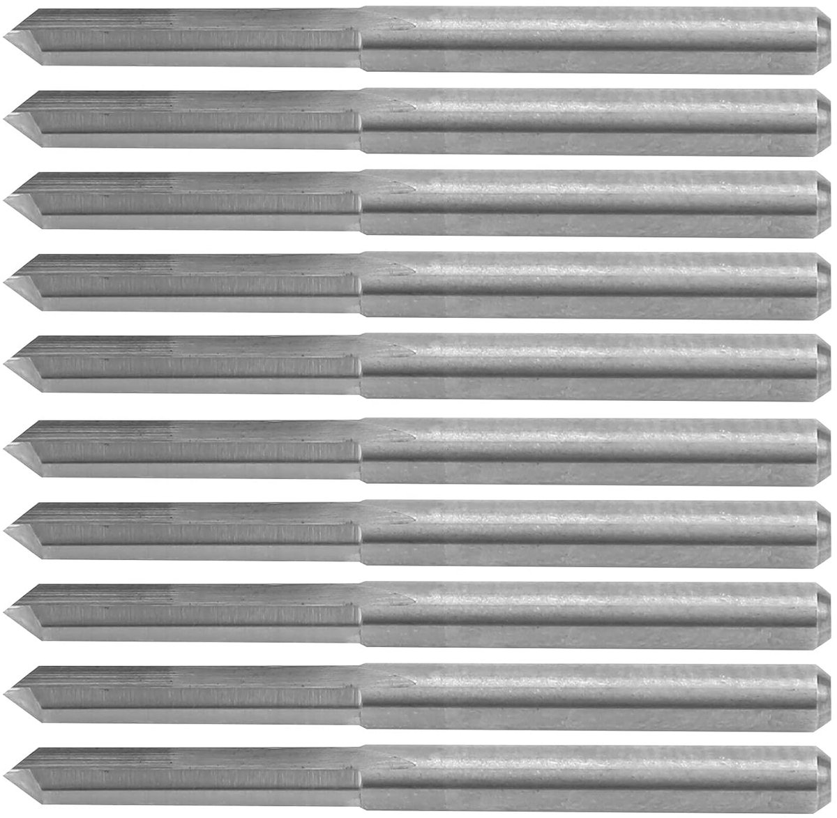 Frees Wolfraamstaal - Graveer Bits - CNC Gravure Werk - Grote Chip Fluit - 10 Stuks 3.175mm - Metaal