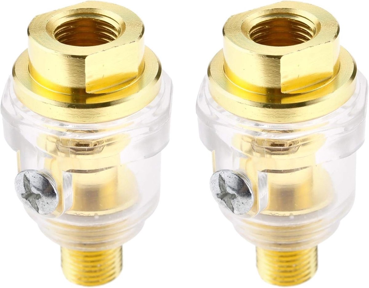 Mini Oiler Lubricant 1/4" BSP - Brass In-Line Oiler voor Luchtcompressor en Pneumatische Gereedschappen, Ideaal voor Onderhoud en Smering